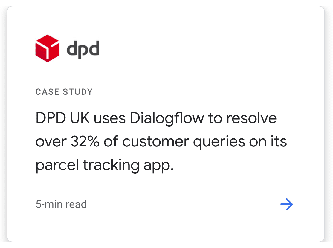 Customer Story on Google Dialogflow's website