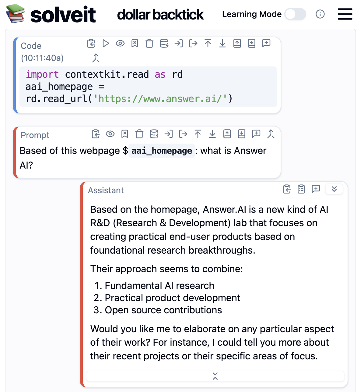 Dollar backtick syntax